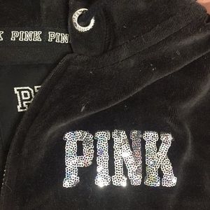 PINK velvet black sequined hoodie